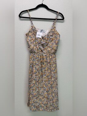 NWT Gilli Spaghetti Strap Floral Mini Dress in Yellow & Blue, Various Sizes